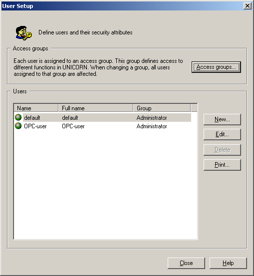 User access groups